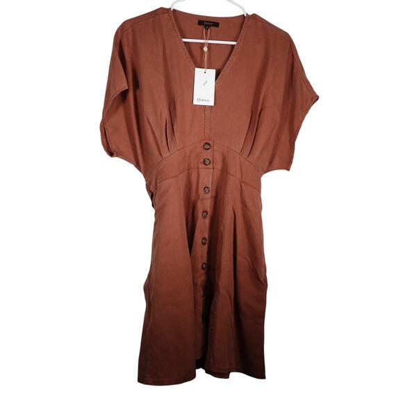 New Quince Womens Medium Vintage Wash Tencel Button Front Dress Terracotta 3856Y - Picture 3 of 10